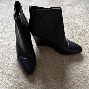 Sam Edelman Black Leather Wedge Ankle Boots